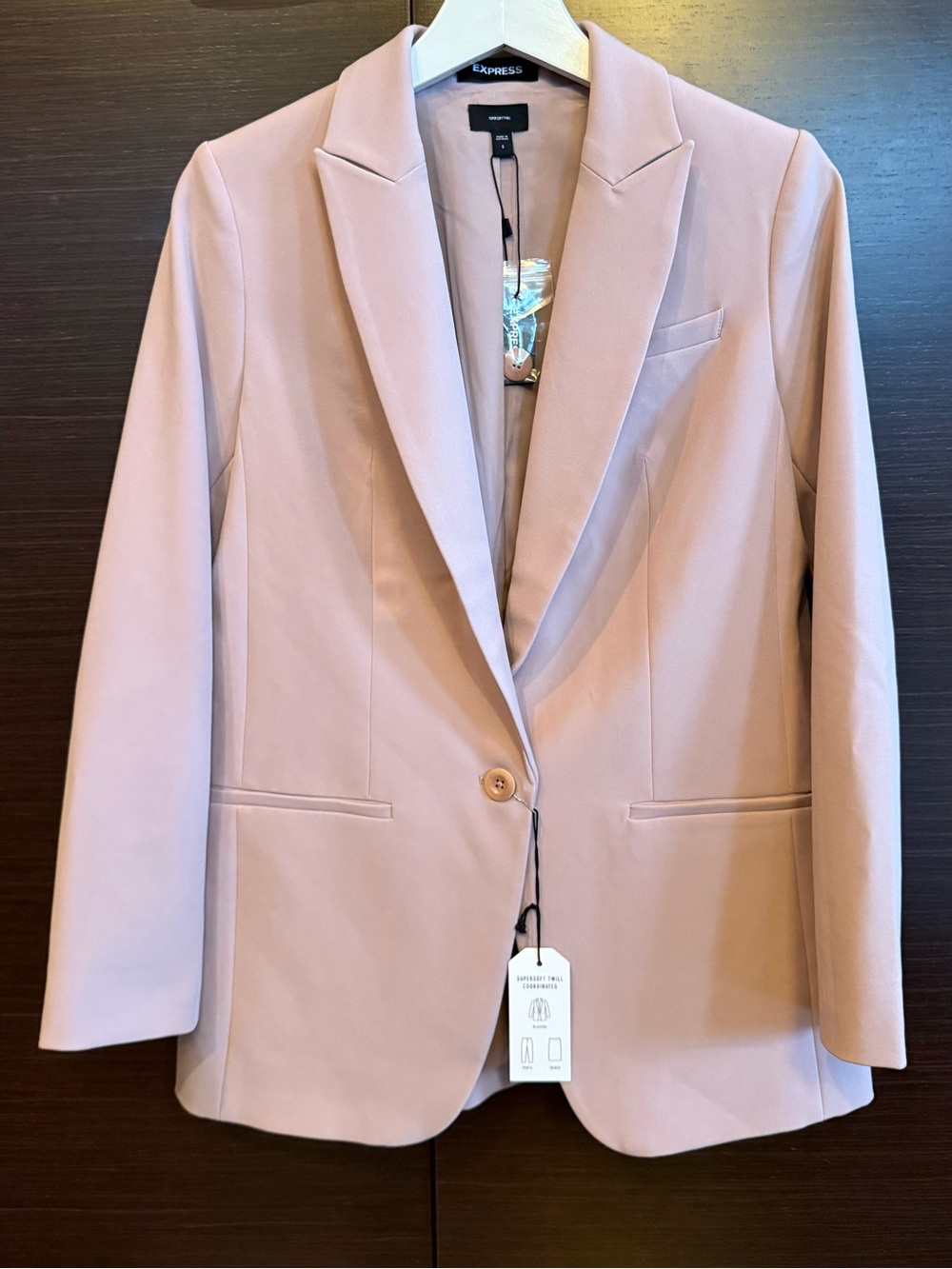 Express Supersoft Twill Women's Blazer Jacket in Blush Pink - Small NWT